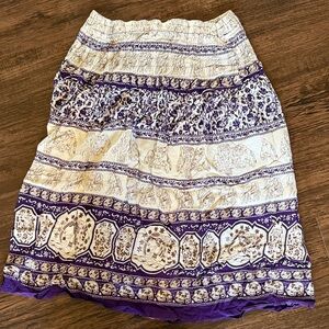 Purple and Cream Women's Skirt